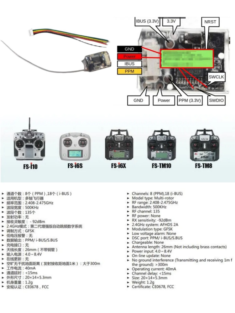 Receptor Mini Flysky FS-8A 8CH - Drone Rc Board reseña y precio