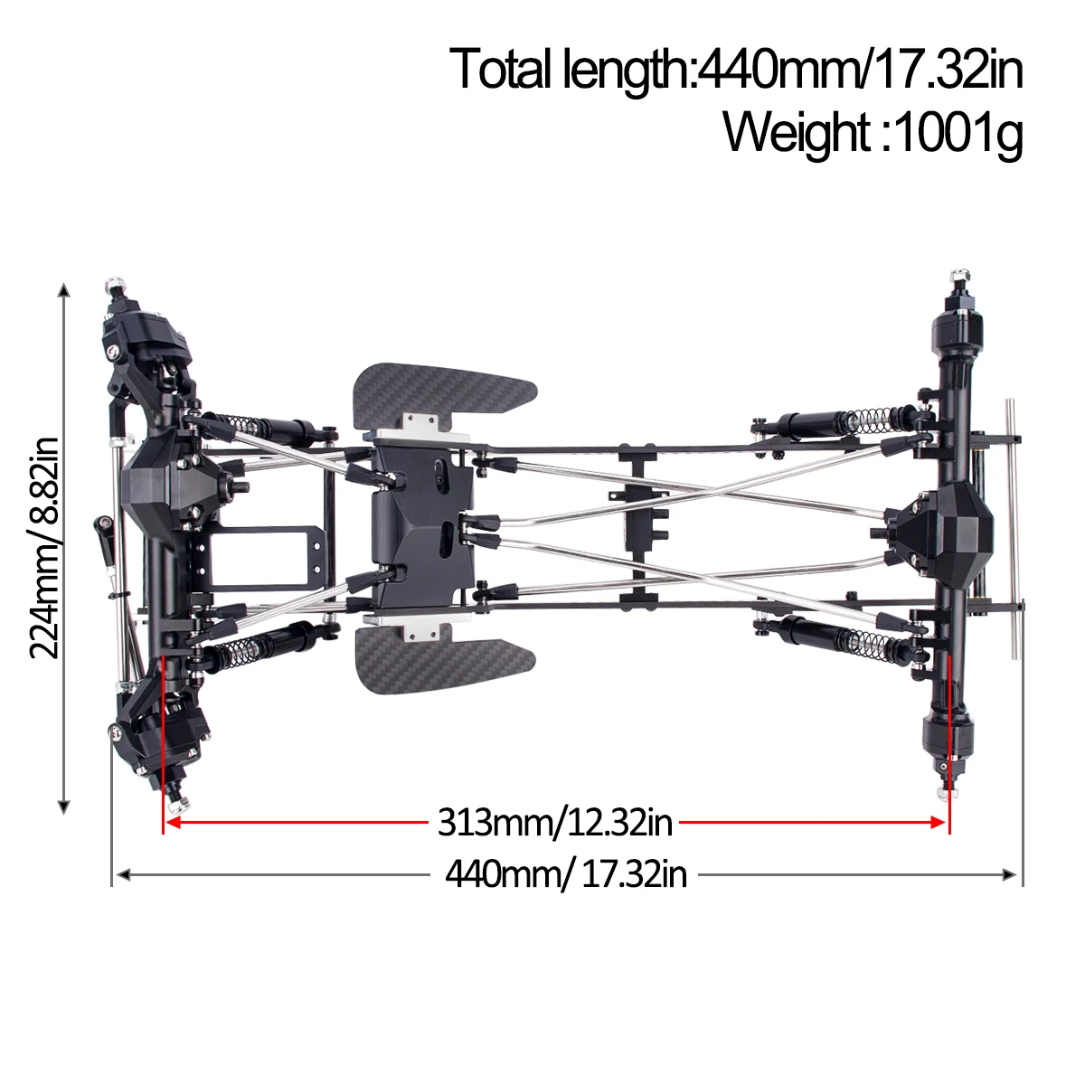 Kit de Chasis LCG de Fibra de  - Rc Rock Crawler reseña y precio